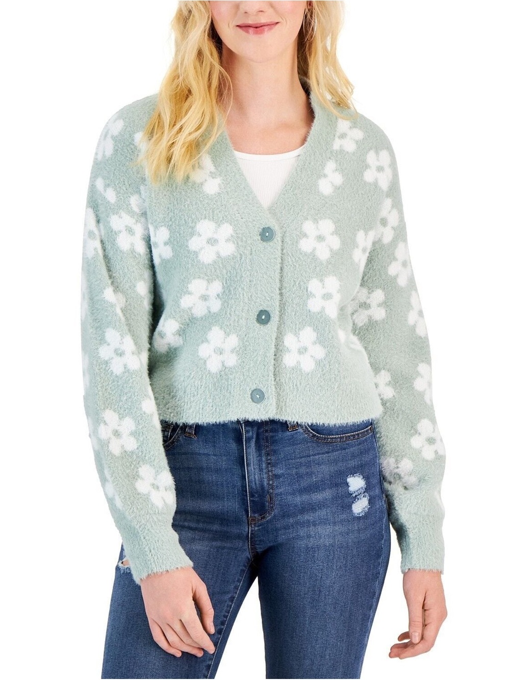 No Boundaries - Flower green cardigan